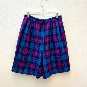 PENDLETON plaid wool elastic waist shorts